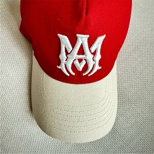AMIRI Red and Cream Logo Cap